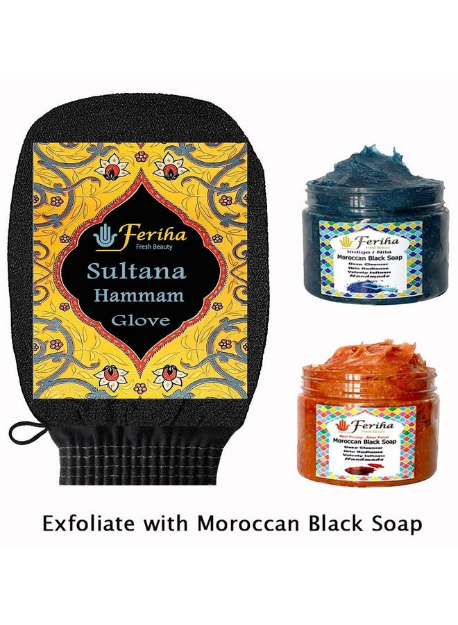 FERIHA Sultana Original Kessa Glove, Heavy Exfoliating Scrubber. Microdermabrasion Mitt, Keratosis Pilaris Dead Skin, Deep Pore Cleansing & Spray Tan Remover, Medium Rough, Long Lasting, Made in Morocco  - Image 2