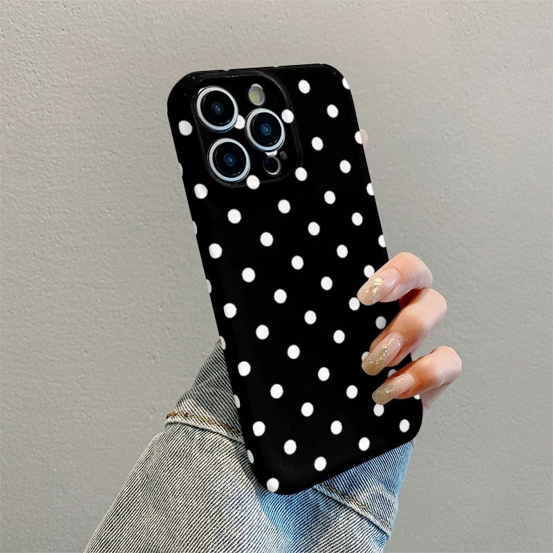 Xuanfulei Compatible Phone Case for iPhone 16, Xiaomi 15, Huawei Mate 70, OPPO Reno 13, vivo X200, OnePlus, Honor, Redmi - Minimalist Black with White Dots, Full Protection - Image 2