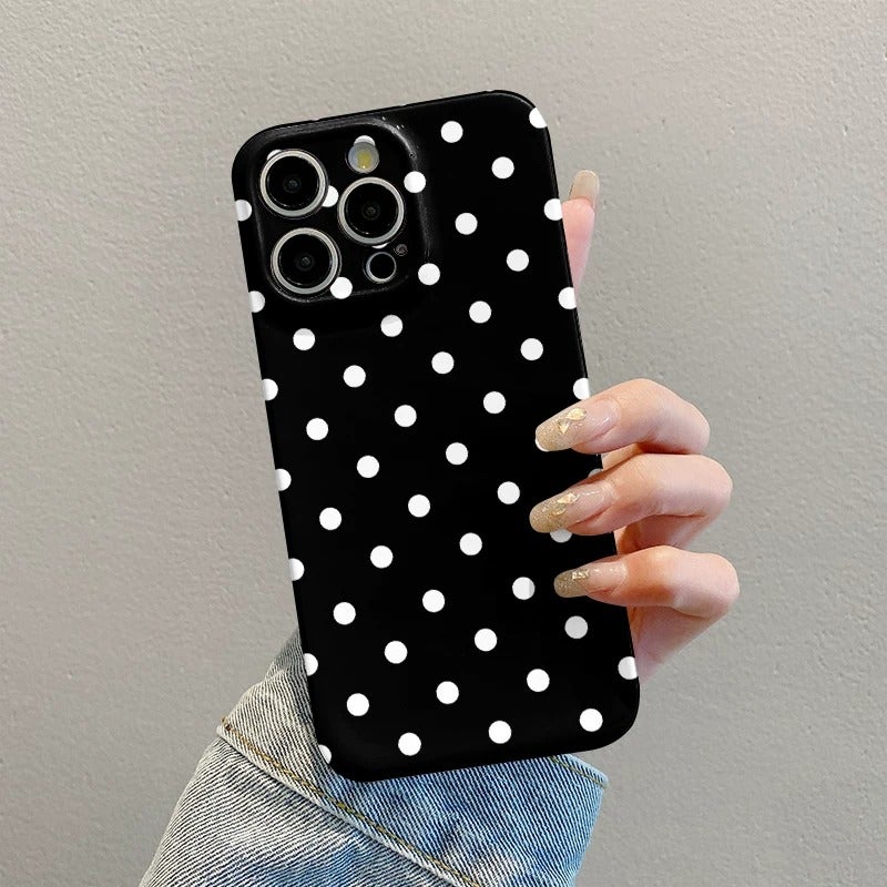Xuanfulei Compatible Phone Case for iPhone 16, Xiaomi 15, Huawei Mate 70, OPPO Reno 13, vivo X200, OnePlus, Honor, Redmi - Minimalist Black with White Dots, Full Protection - Image 4