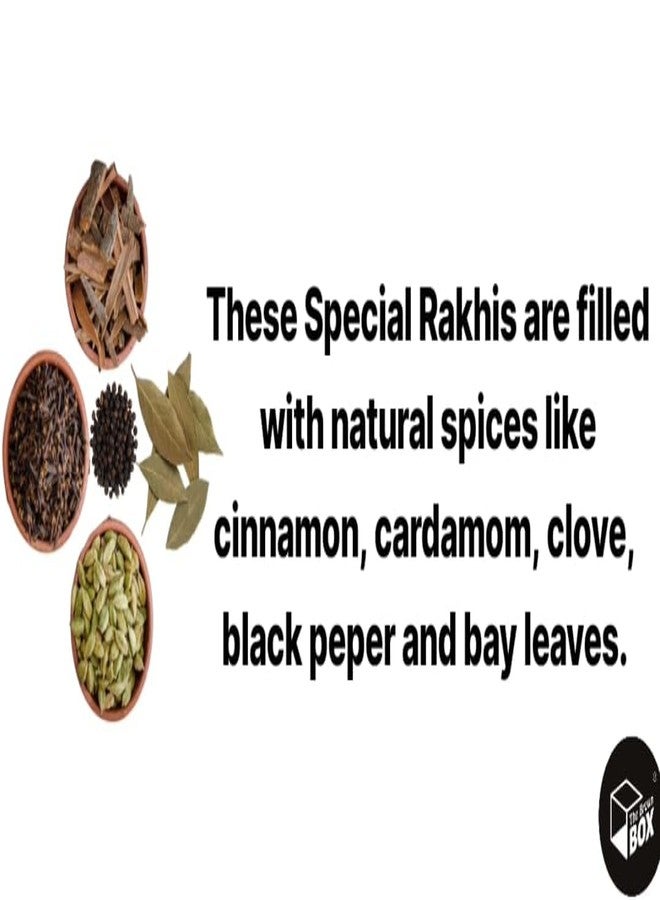 The brown box Spice-Filled Bhaiya Bhabhi Rakhi – Eco-Friendly Canvas Rakhi with Cloves, Cardamom & Cinnamon | Reusable Natural Freshener | Handmade Potli Bag - Image 2