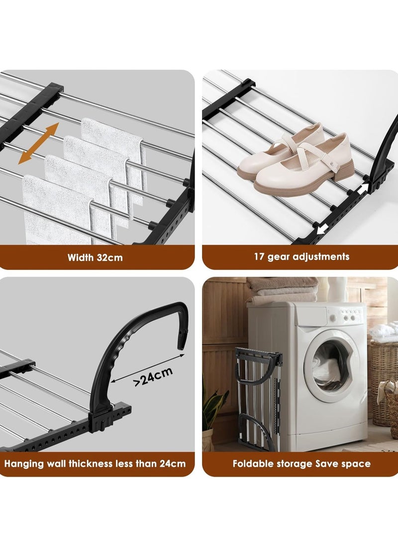 YelaJoy Portable Clothes Drying Rack for Balcony, Foldable Railings Windowsill, Retractable Radiator Clothes Airer, Folding Towel Rack Indoor Outdoor Travel Laundry Rack with Clips (38-55 CM) - Image 3