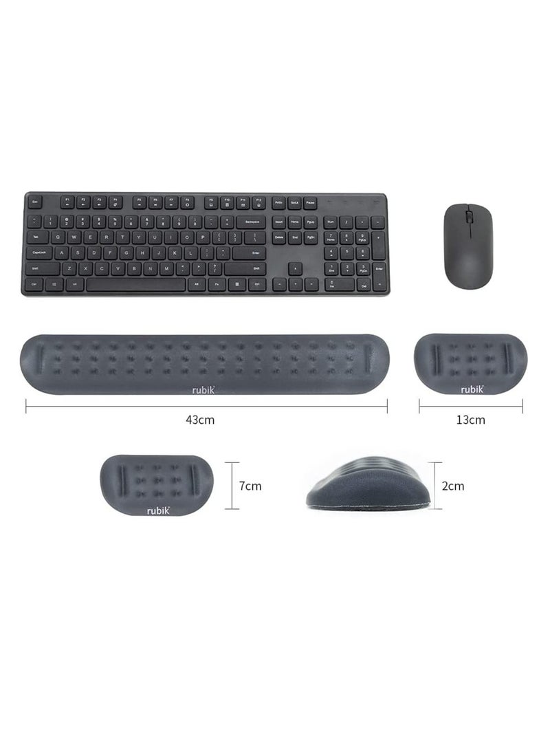 Rubik - Keyboard Wrist Rest Pad and Mouse Wrist Rest Pad, Soft Memory Foam Ergonomic Hand Wrist Support for Computer, PC, Laptop, Comfort with Massage Hole for Productive Typing and Gaming (Midnight Blue) - Image 1