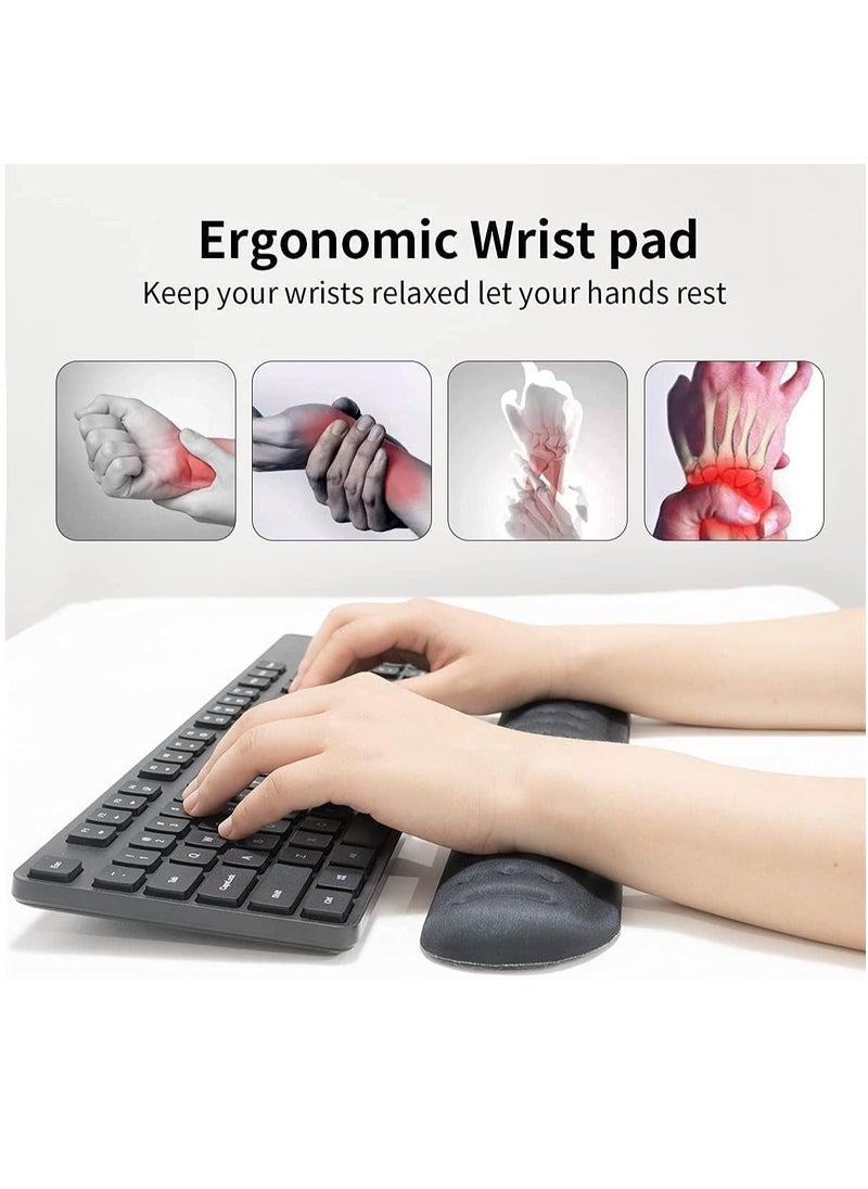 Rubik - Keyboard Wrist Rest Pad and Mouse Wrist Rest Pad, Soft Memory Foam Ergonomic Hand Wrist Support for Computer, PC, Laptop, Comfort with Massage Hole for Productive Typing and Gaming (Midnight Blue) - Image 1