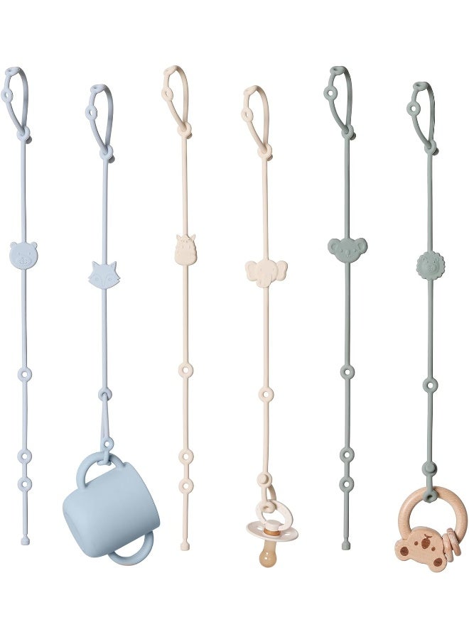 ROCCED Toy Straps for Baby 6pcs, Silicone High Chair Toys Straps Stroller Accessories Toddler Bottle Straps Car Seat Toys Baby Travel Essential Baby Toy Straps Silicone Ivory+Sage+Baby Blue - Image 1