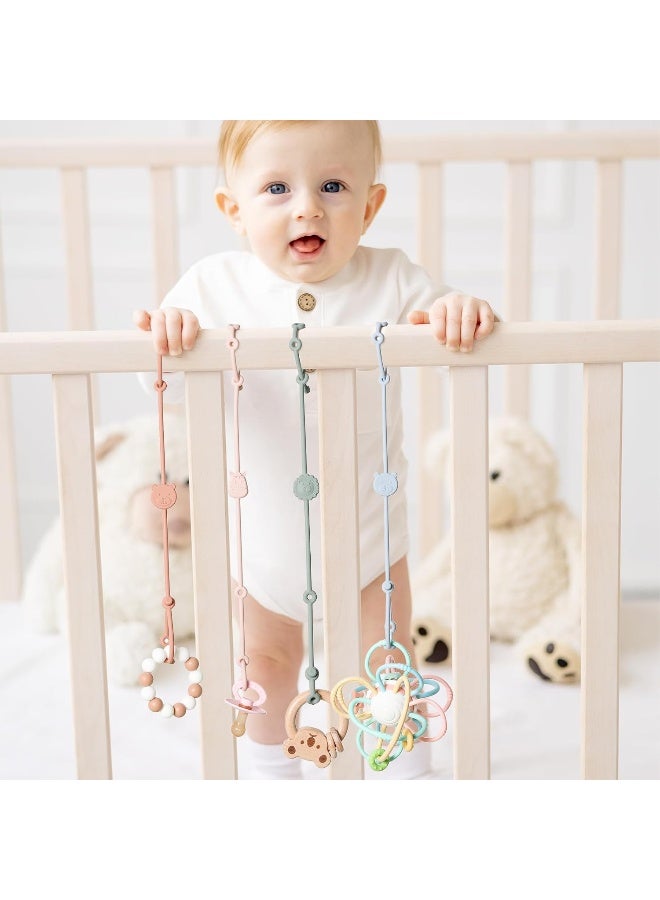 ROCCED Toy Straps for Baby 6pcs, Silicone High Chair Toys Straps Stroller Accessories Toddler Bottle Straps Car Seat Toys Baby Travel Essential Baby Toy Straps Silicone Ivory+Sage+Baby Blue - Image 5