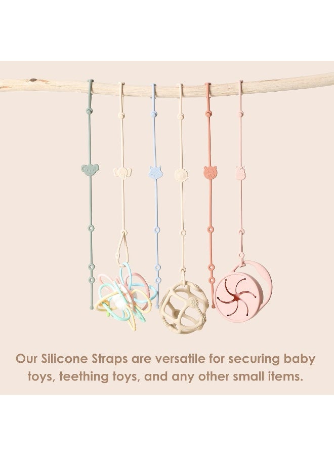 ROCCED Toy Straps for Baby 6pcs, Silicone High Chair Toys Straps Stroller Accessories Toddler Bottle Straps Car Seat Toys Baby Travel Essential Baby Toy Straps Silicone Ivory+Sage+Baby Blue - Image 3