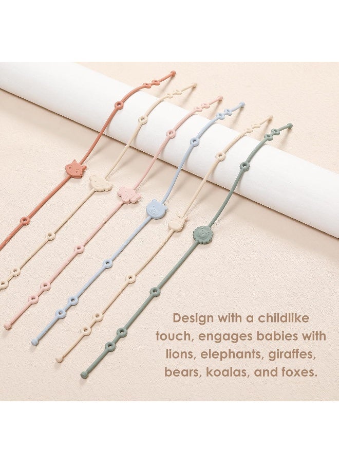 ROCCED Toy Straps for Baby 6pcs, Silicone High Chair Toys Straps Stroller Accessories Toddler Bottle Straps Car Seat Toys Baby Travel Essential Baby Toy Straps Silicone Ivory+Sage+Baby Blue - Image 4