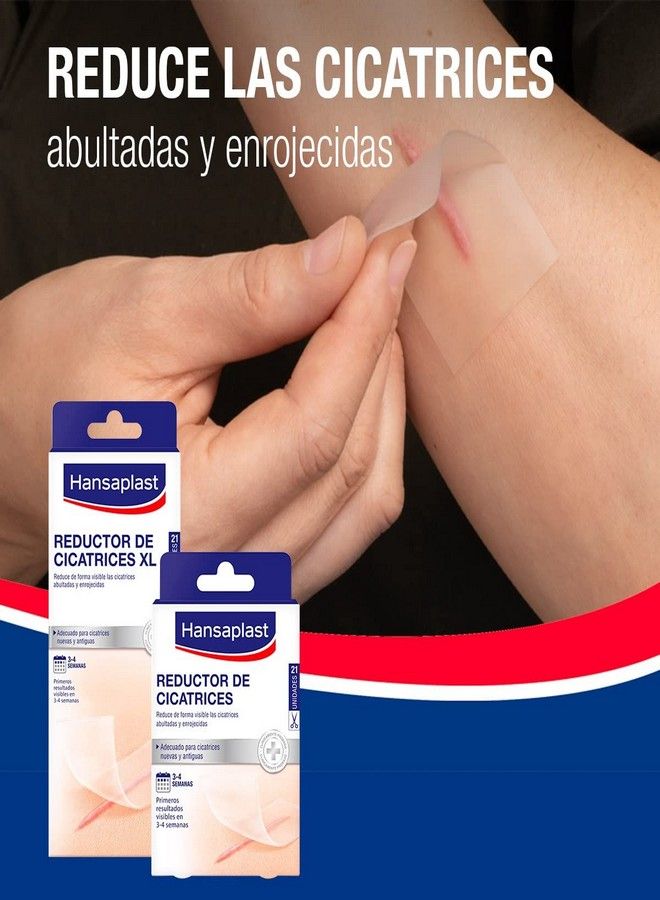 Hansaplast أشرطة تقليل الندبات من هانسابلاست، لاصقات ندبات شفافة وغير ملحوظة، مناسبة للندبات الحديثة أو الموجودة مسبقًا، عبوة واحدة تحتوي على 21 قطعة