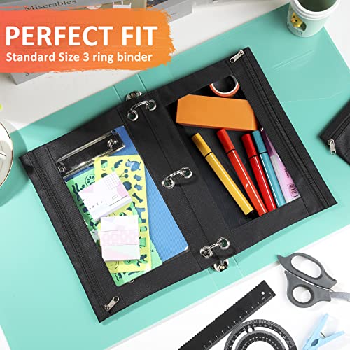 Marspark 48 PCS Pouch Bag for 3 Ring Binder - Bulk Zipper Pencil Binder Pouches with Clear Window for School Office Utensils Storage Supplies(Black) - Image 4