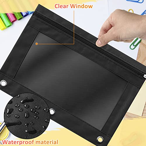 Marspark 48 PCS Pouch Bag for 3 Ring Binder - Bulk Zipper Pencil Binder Pouches with Clear Window for School Office Utensils Storage Supplies(Black) - Image 3