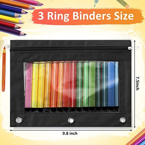 Marspark 48 PCS Pouch Bag for 3 Ring Binder - Bulk Zipper Pencil Binder Pouches with Clear Window for School Office Utensils Storage Supplies(Black) - Image 2