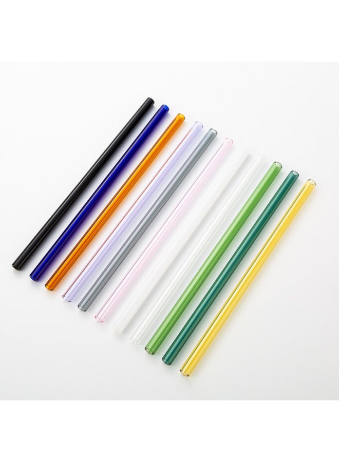 Ins Style Colorful Thick Glass Straws Transparent Creative Heat-resistant Borosilicate Crystal Straight Bent Tubes Bulk Pack-Color:8*150mm Transparent Elbow  - Image 5