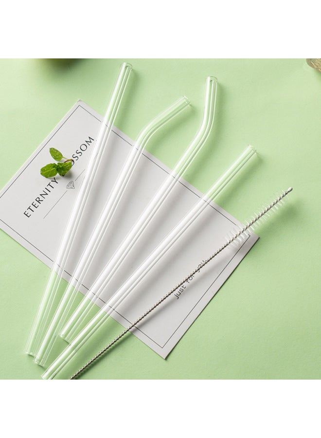 Ins Style Colorful Thick Glass Straws Transparent Creative Heat-resistant Borosilicate Crystal Straight Bent Tubes Bulk Pack-Color:8*150mm Transparent Elbow  - Image 3