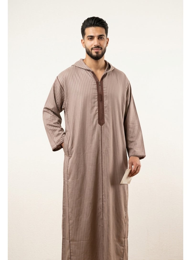 بهنس قميص رجالي ، ثوب نوم ، ثوب مغربي ، راحة مناسب هدايا رجالية فاخرة ثوب بيت رجالي للراحة قميص مغربي بكم طويل ، قميص صيفي رجالي اكمام طويلة ، قميص كم طويل ، ثوب سبعة رجالي بأكمام طويلة مع قبعة مريحة هدايا للرجال - Image 1