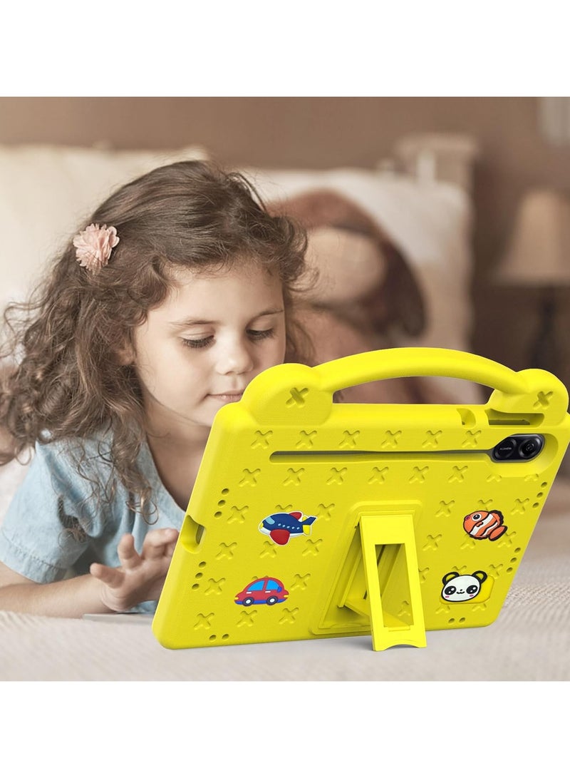 VKL Case Compatible with Honor Pad X9 11.5 Inch, DIY Accessories for Kids, Shockproof Case with [Pencil Holder] [Shoulder Strap] [Handle Stand], Yellow - Image 5