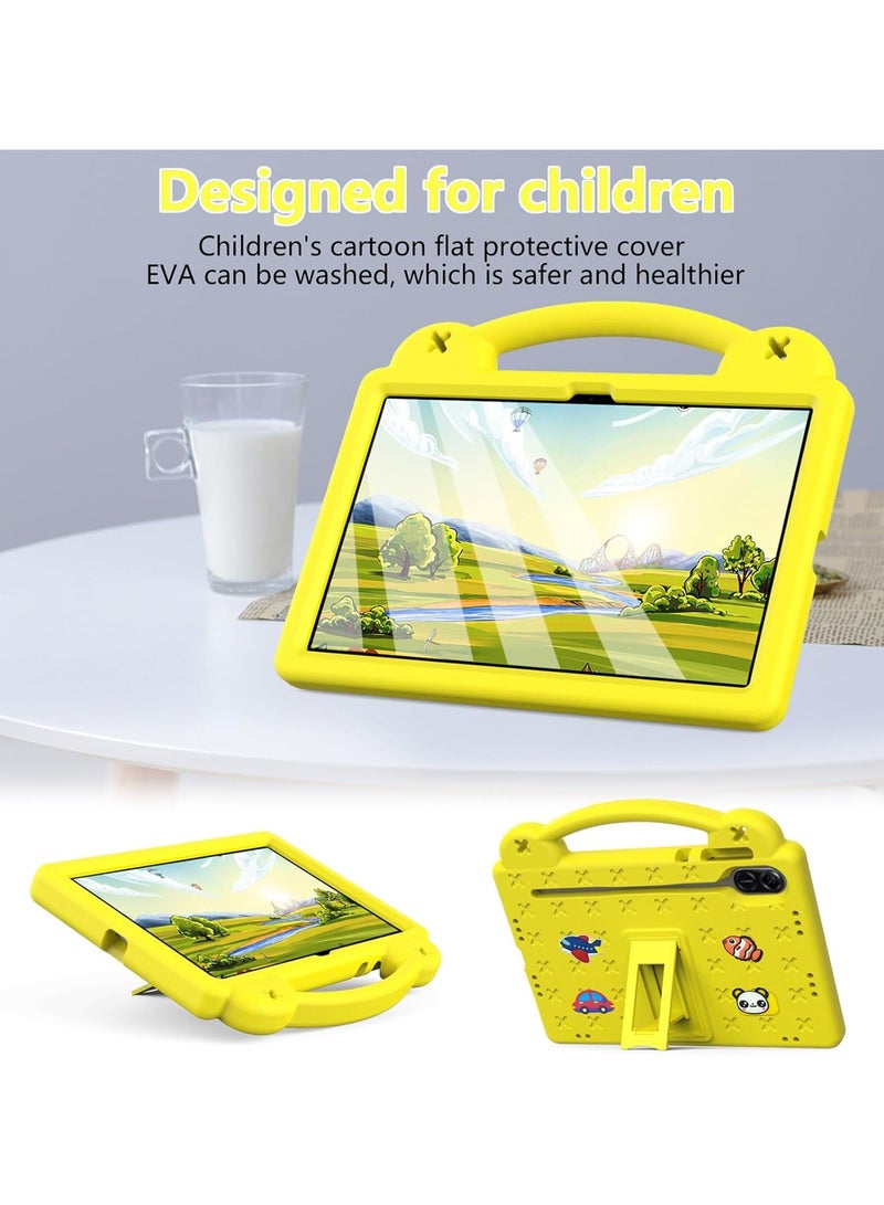 VKL Case Compatible with Honor Pad X9 11.5 Inch, DIY Accessories for Kids, Shockproof Case with [Pencil Holder] [Shoulder Strap] [Handle Stand], Yellow - Image 3