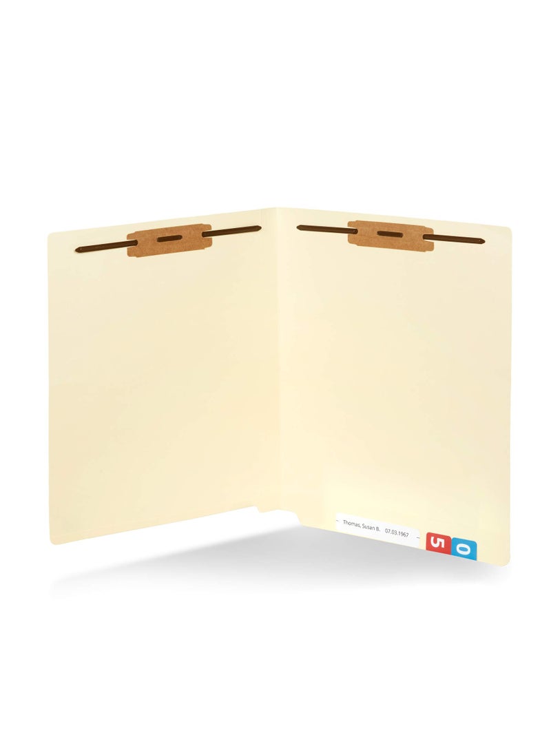 Blue Summit Supplies Blue Summit Supplies Heavyweight Manila Fastener File Folders with End Tabs, Reinforced Straight Cut End Tab Folders with 2 Fasteners, Standard Medical File Folders, Letter Size, Manila, 50 Pack  - Image 1