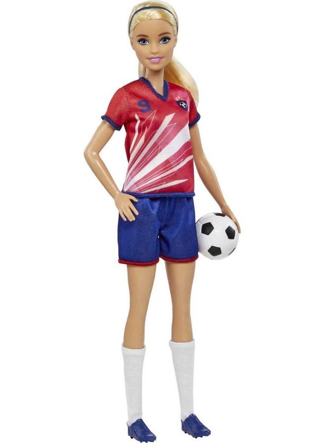 Barbie Soccer Doll, Blonde, #9 Uniform, Soccer Ball, Cleats, Socks, 3 & Up - Image 5