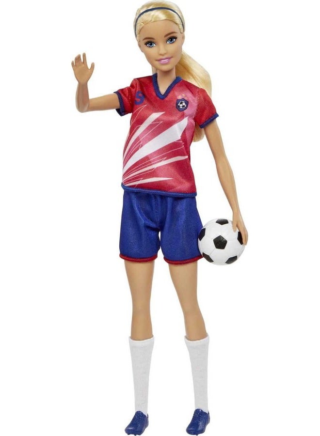 Barbie Soccer Doll, Blonde, #9 Uniform, Soccer Ball, Cleats, Socks, 3 & Up - Image 4
