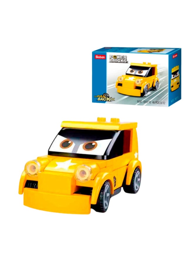 Sluban 46-Piece Power Bricks Pull Back Toy Car Yellow 14 x 4.5 x 9.4 cm 139671 - Image 1