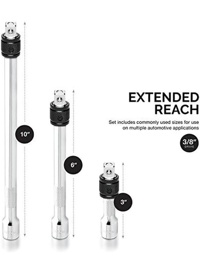 نيكو 00295A 3 8 "محرك قفل تمديد شريط مجموعة 3 قطعة 3" 6 "10" إزالة المقابس وشمعات الإشعال Cr V فضي  - Image 4