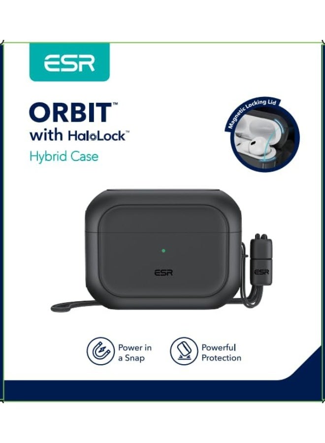 ESR for Airpods Pro 2 Case (USB-C/Lightning Cable), Compatible with AirPods Pro Case (2023/2022/2019, 2nd/1st Gen), MagSafe Ready, Magnetic Lid Lock, Full Drop Protection Cover with Lanyard black