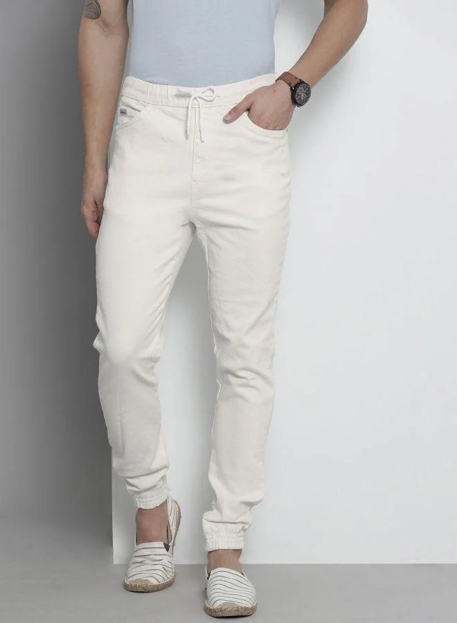 Men Slim Fit Solid Mid-Rise Stretchable Denim Joggers