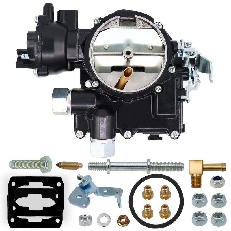 THUNDERMINGO New Marine Carburetor for Mercruiser 30 Carburetor 2 Barrel for Mercury Mercarb 30L 25L 4CYL Engine with Jets and Gasket WElectric choke Long Linkage 3310864940A01 8M0045397 Black