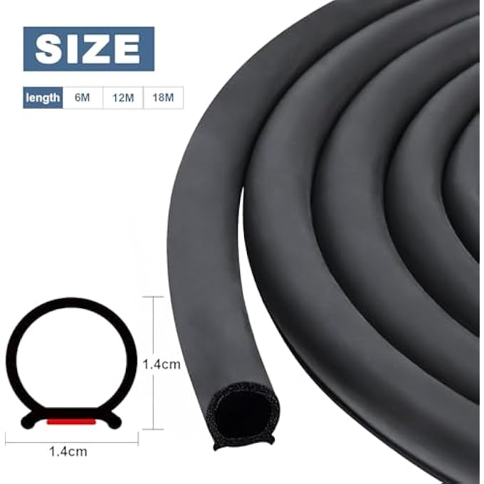 rayihni Universal DShape Car Door Seal Strip Rubber Seal Strip For Door Window 6M Automotive SelfAdhesive Weather Stripping For Car Truck Door Window Soundproof Noise Insulation Sealing - Image 3
