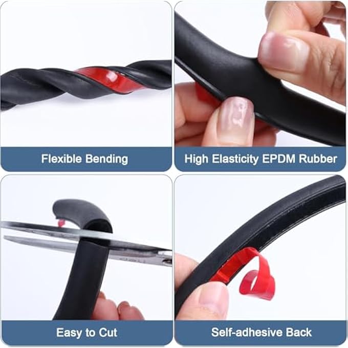 rayihni Universal DShape Car Door Seal Strip Rubber Seal Strip For Door Window 6M Automotive SelfAdhesive Weather Stripping For Car Truck Door Window Soundproof Noise Insulation Sealing - Image 5