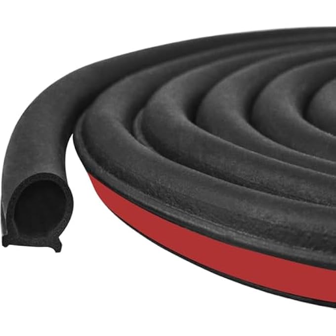 rayihni Universal DShape Car Door Seal Strip Rubber Seal Strip For Door Window 6M Automotive SelfAdhesive Weather Stripping For Car Truck Door Window Soundproof Noise Insulation Sealing - Image 1