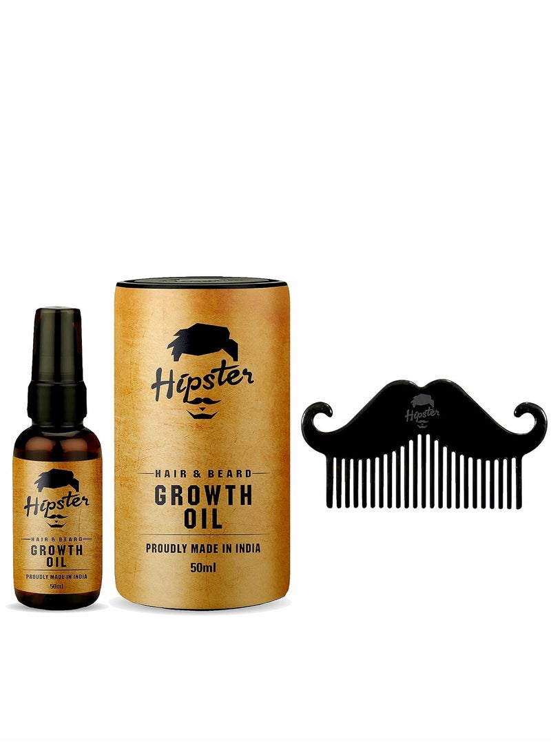 Hipster Hair  Beard Growth Oil For Men 50ml With Vitamin E Keratin Almond  Argan Oil