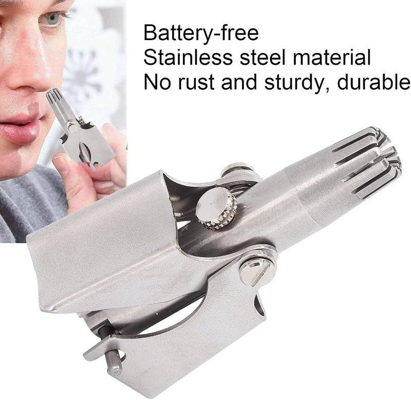 klarako Portable Manual Nose Hair Trimmer, Professional Stainless Steel Nose Hair Remover for Men & Women (Frosted Silver) - Image 2