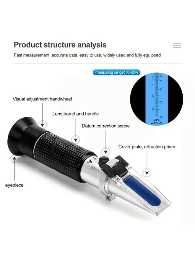 ANJKFLUR Handheld Alcohol Refractometer 0 80 Percent Tester With ATC 1pc - Image 4