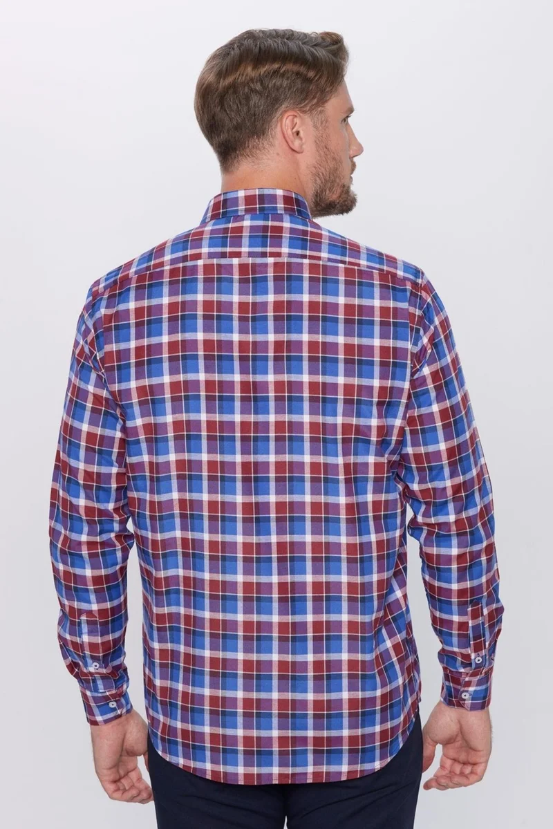 Tudors Men's Classic Fit Regular Cut Cotton Single Pocket Checked Button-Down Collar Shirt
