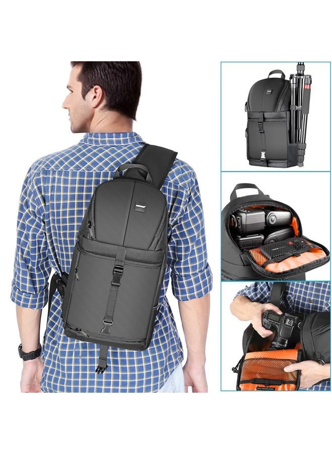 Neewer Neewer Professional Camera Case Sling Backpack for Nikon Canon Sony and Other DSLR Cameras and Lens,Tripod,Other Accessories,Durable Waterproof and Tear Proof Bag with Padded Dividers(Orange Interior)  - Image 3