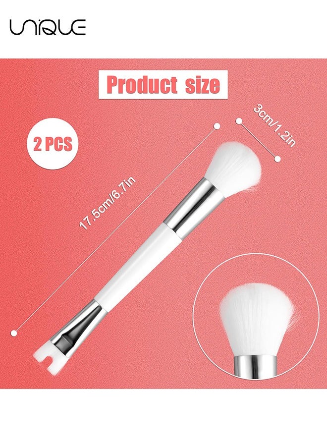 Unique - 2PCS Nose Contour Brushes, Contour Brush Nose U Shape Brush, Double Ended Makeup Brush Practical 2-in-1 Precision Duo Brush Buffing Brush for Defining Cheek Bones Easy Nose Contour (White) - Image 1