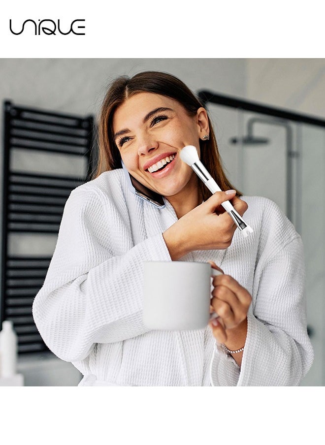 Unique - 2PCS Nose Contour Brushes, Contour Brush Nose U Shape Brush, Double Ended Makeup Brush Practical 2-in-1 Precision Duo Brush Buffing Brush for Defining Cheek Bones Easy Nose Contour (White) - Image 1