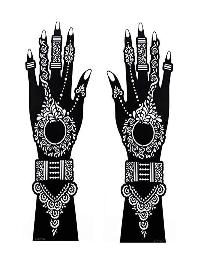 إيفاناز مجموعة إيفانا المميزة من قوالب الحناء الكبيرة لتصميمات عربية لليد كاملة | مجموعة عربية | فنون الجسم | وشم حناء مؤقت للفتيات والسيدات - (FD-02) - Image 1