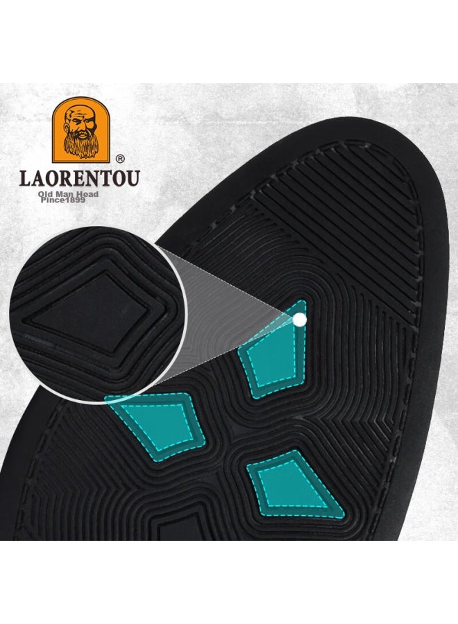 Laorentou Leather Shoes, Men's Casual Shoes, Spring And Autumn Breathable Top-grain Leather, Business Formal Shoes, Slip-on Fashionable British Style Men's Shoes, La12276, Black, Size 40 - Image 4