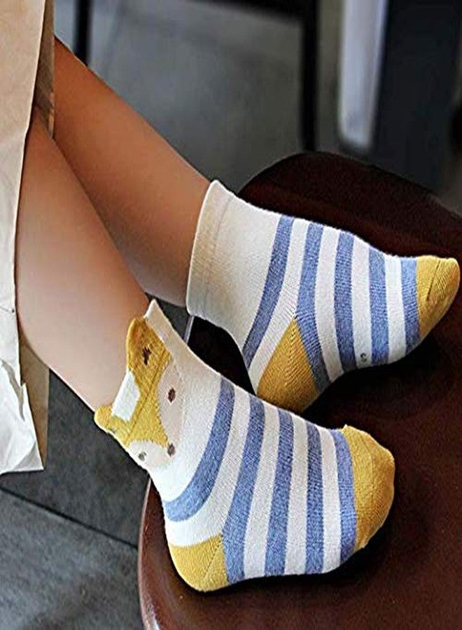 V3E جوارب قطنية للأطفال من V3E | بنات وأولاد، جوارب كرتونية لطيفة بنمط حيوانات، جوارب كلب وقط (متعددة الألوان، عبوة من 05) - (4-5 سنوات) - Image 3