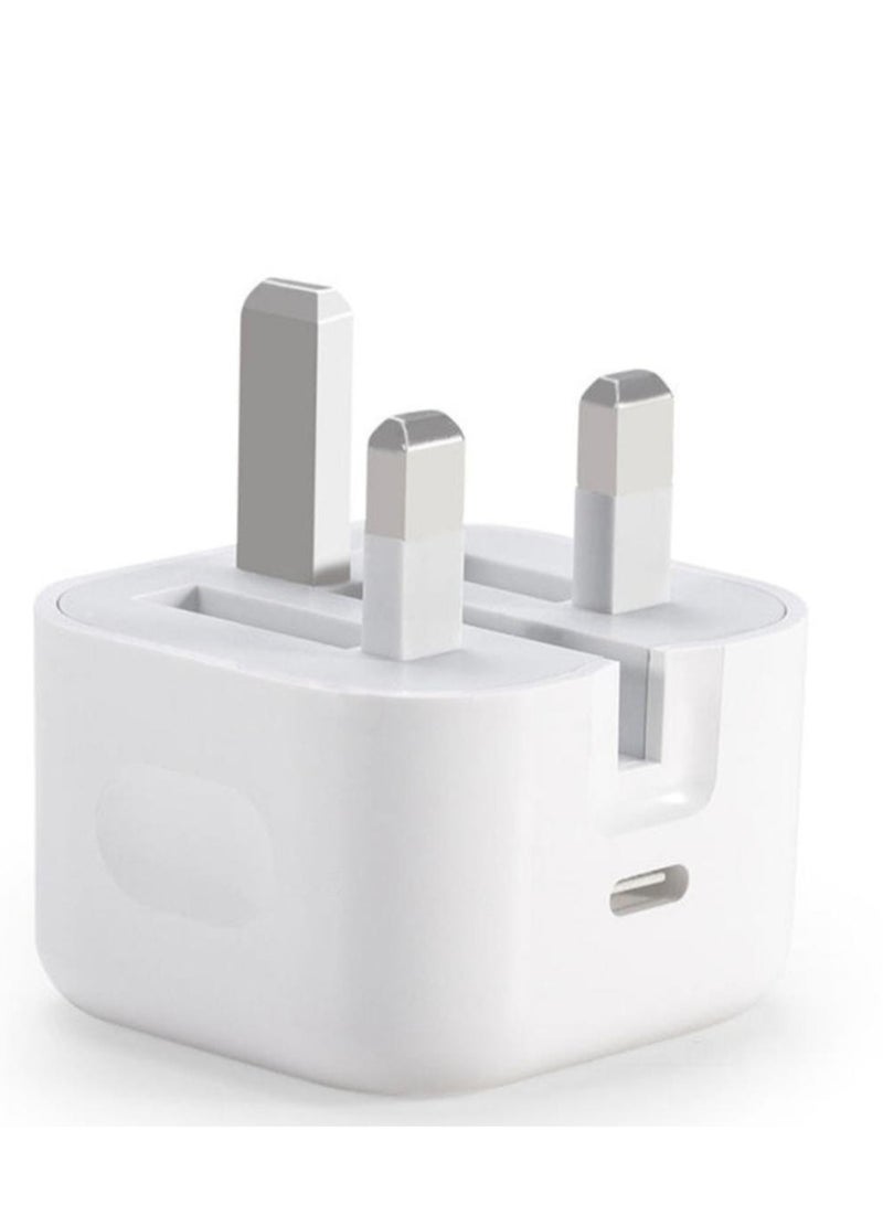 عام محول طاقة بقابس ثلاثي بمنفذ USB C بقدرة 20 وات مع كيبل PD بطول واحد متر أبيض - Image 2