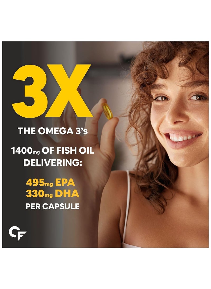 CARBAMIDE FORTE Triple Strength Fish Oil 1400mg With Omega 3 900mg - 90 Softgel Capsules  - Image 5