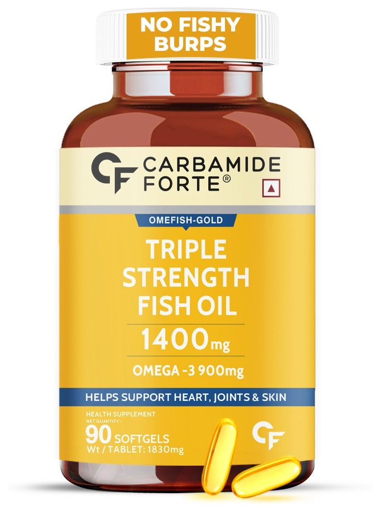 CARBAMIDE FORTE Triple Strength Fish Oil 1400mg With Omega 3 900mg - 90 Softgel Capsules  - Image 1