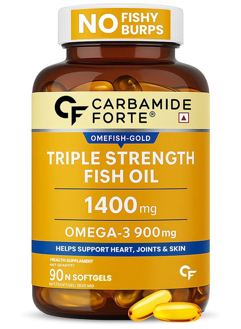 CARBAMIDE FORTE Triple Strength Fish Oil 1400mg With Omega 3 900mg - 90 Softgel Capsules - Image 1