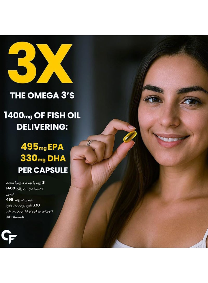 CARBAMIDE FORTE Triple Strength Fish Oil 1400mg With Omega 3 900mg - 90 Softgel Capsules - Image 5