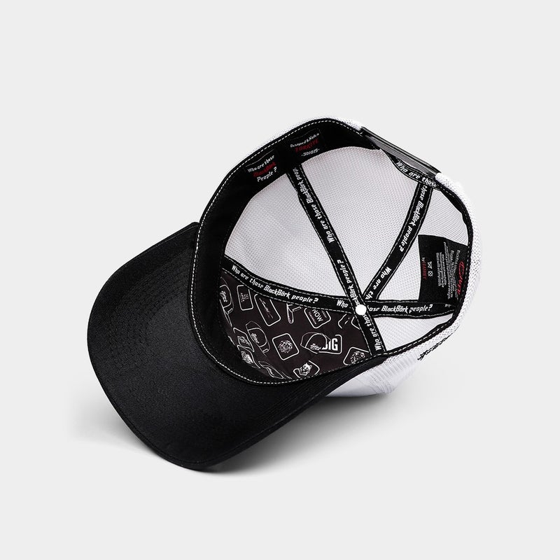Black Börk V1 Trucker Wake Up - Unisex Black Peaked-White Hat with 3 Code Logo  - Image 3