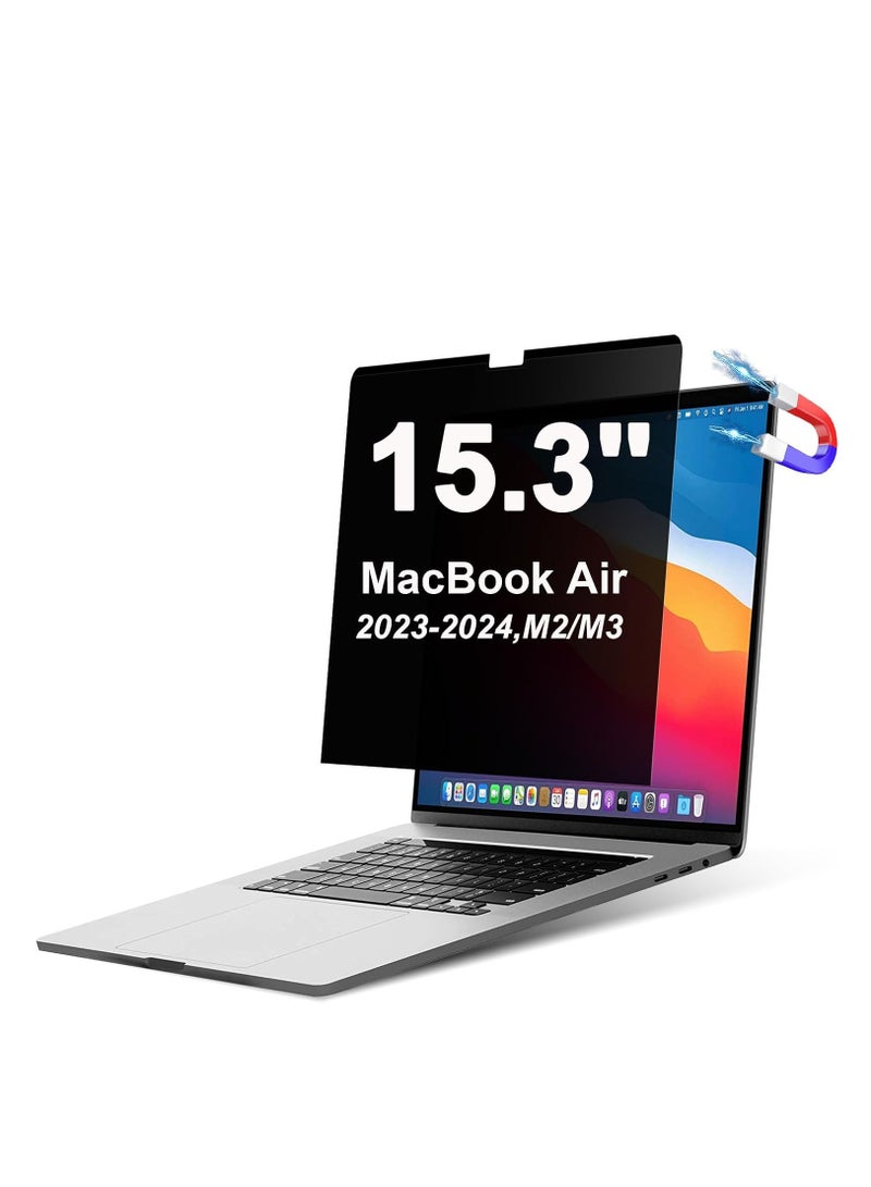 Magnetic Privacy Screen for MacBook Air 15.3 inch (2023-2025, M2, M3,M4), Model A2941, A3114,A3241, Detachable Screen Protector, Blue Light Blocking, Anti Glare Protector and Privacy Filter Shield  - Image 1