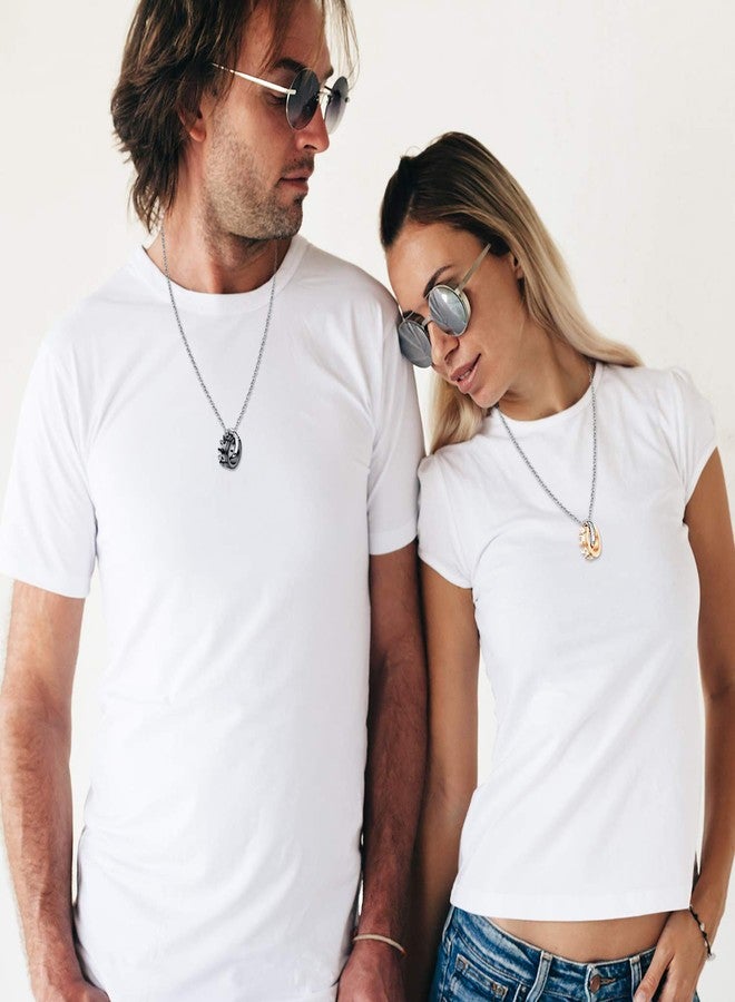 Cupimatch 2 Pairs Couple Matching Necklace Bracelets Set, Stainless Steel Adjustable King CZ Crown Ring Pendant Chain Necklace His and Hers Matte Agate Beads Bangle Jewelry for Valentine's Day - Image 4