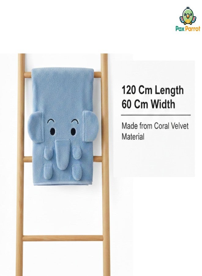 PAX PARROT Microfiber Baby Bath Towel Ultra Soft Quick Dry Baby Towel Lightweight Elephant Cartoon Print Towel for Boys & Girls (Blue Elephant) - Image 4